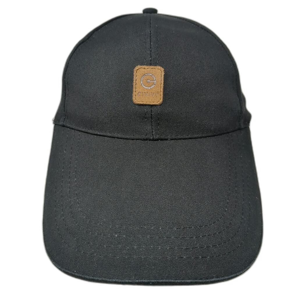 CIVIVI Baseball Cap Black One Size Adjustable Slideback Logo Leather Patch Hat